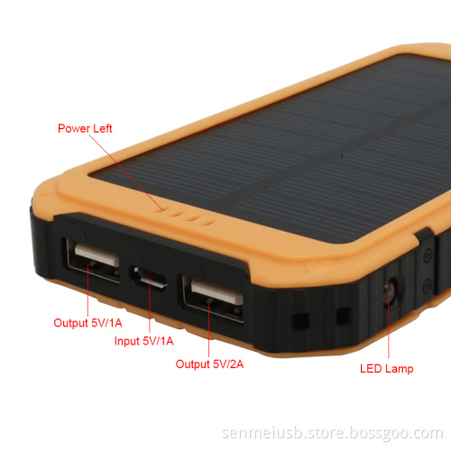 Portable 8000mAh Solar Power Bank Flashlight